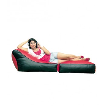 Convertible Lounger Red and Black 2 Pc Set